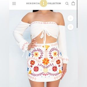 Herencia Clothing CATRINA WHITE EMBROIDERED SKIRT